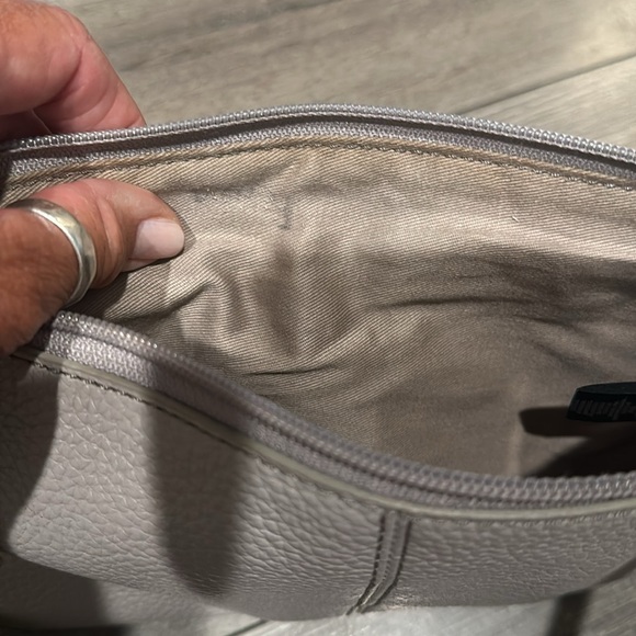 FOSSIL MIMI MINERAL GRAY LEATHER DOUBLE ZIP BAG,CROSSBODY,CONVERTIBLE - Picture 12 of 12